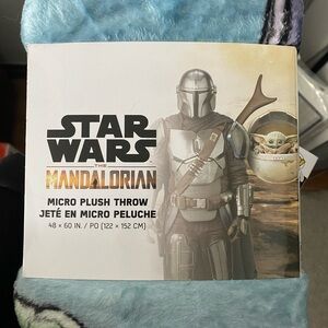 Disney Star Wars Mandalorian Plush Throw with Blue and Green